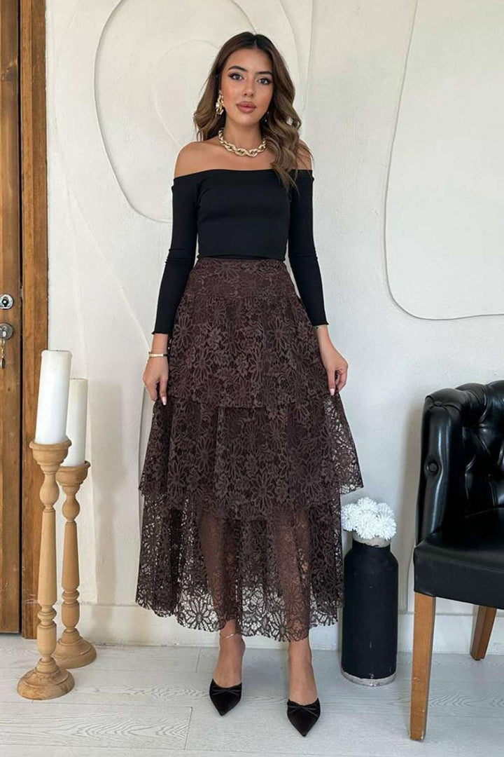 Maxi nederdel - Chokolade