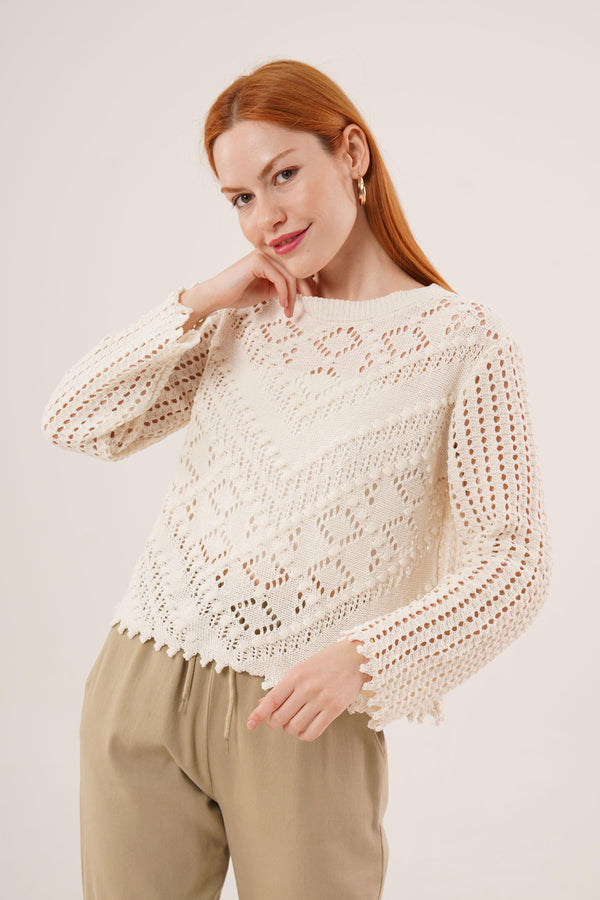 Hæklet top - Beige