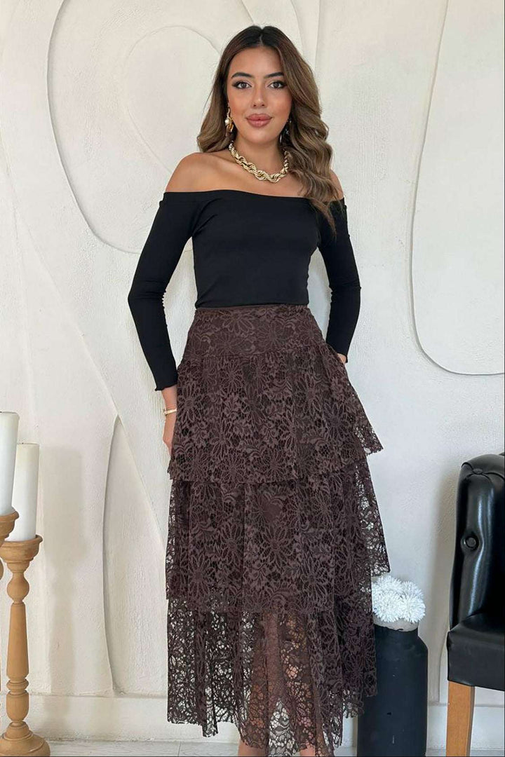 Maxi nederdel - Chokolade