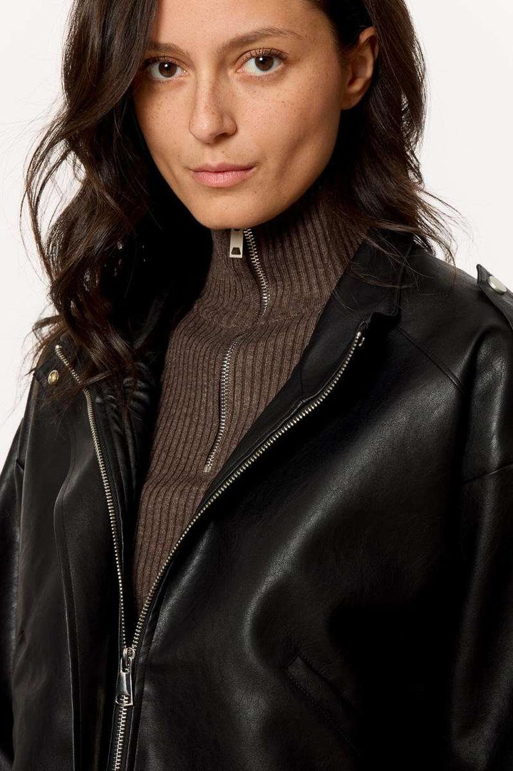 Faux læder jakke