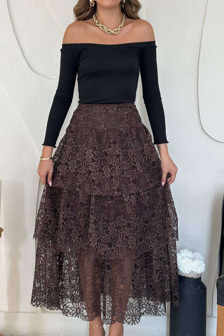 Maxi nederdel - Chokolade