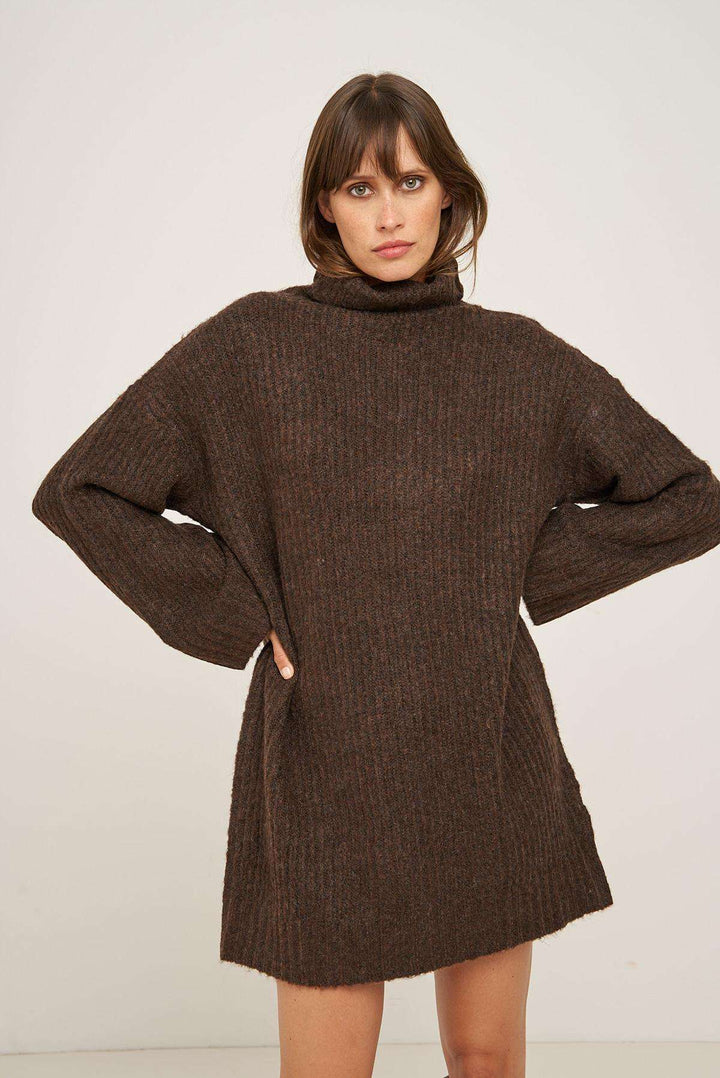 Strikkjole - Chokolade