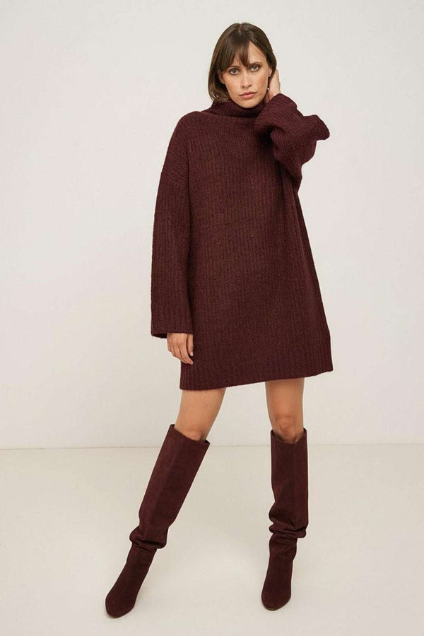 Strikkjole - Bordeaux