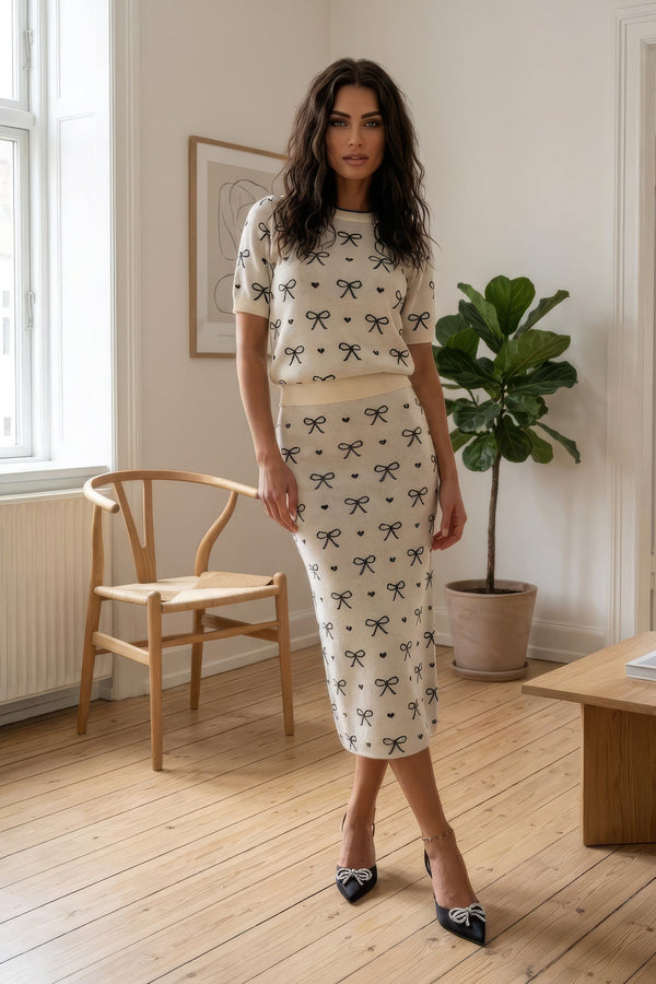 Striksæt med sløjfer - Hvid