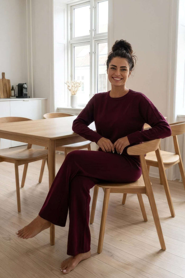 Sæt med blondekant - Bordeaux