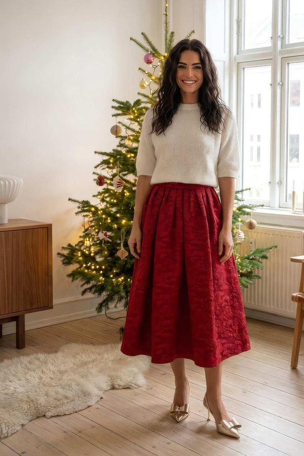 Midi nederdel - Rød