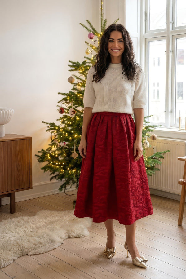 Midi nederdel - Rød