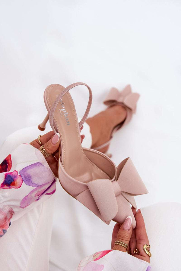 Stiletter med sløjfe - Beige