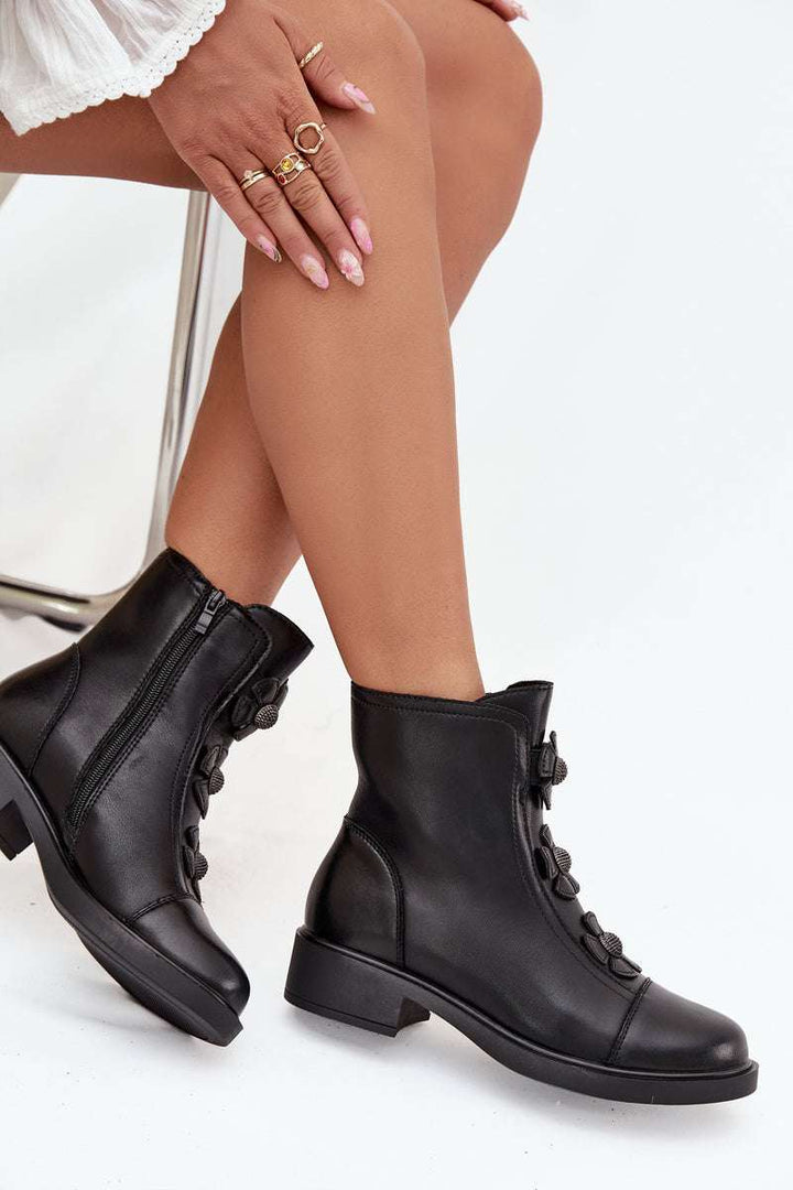 Støvler med blomster - Sort