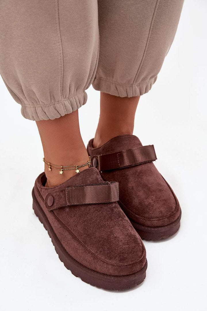 Slippers med rem - Chokolade