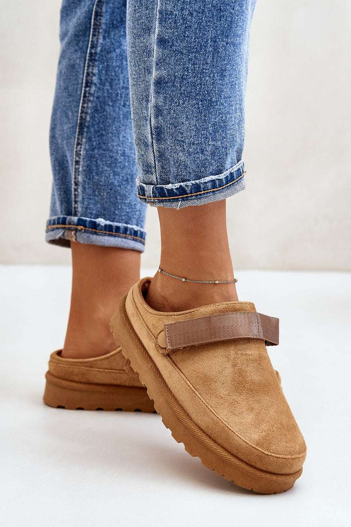 Slippers med rem - Camel