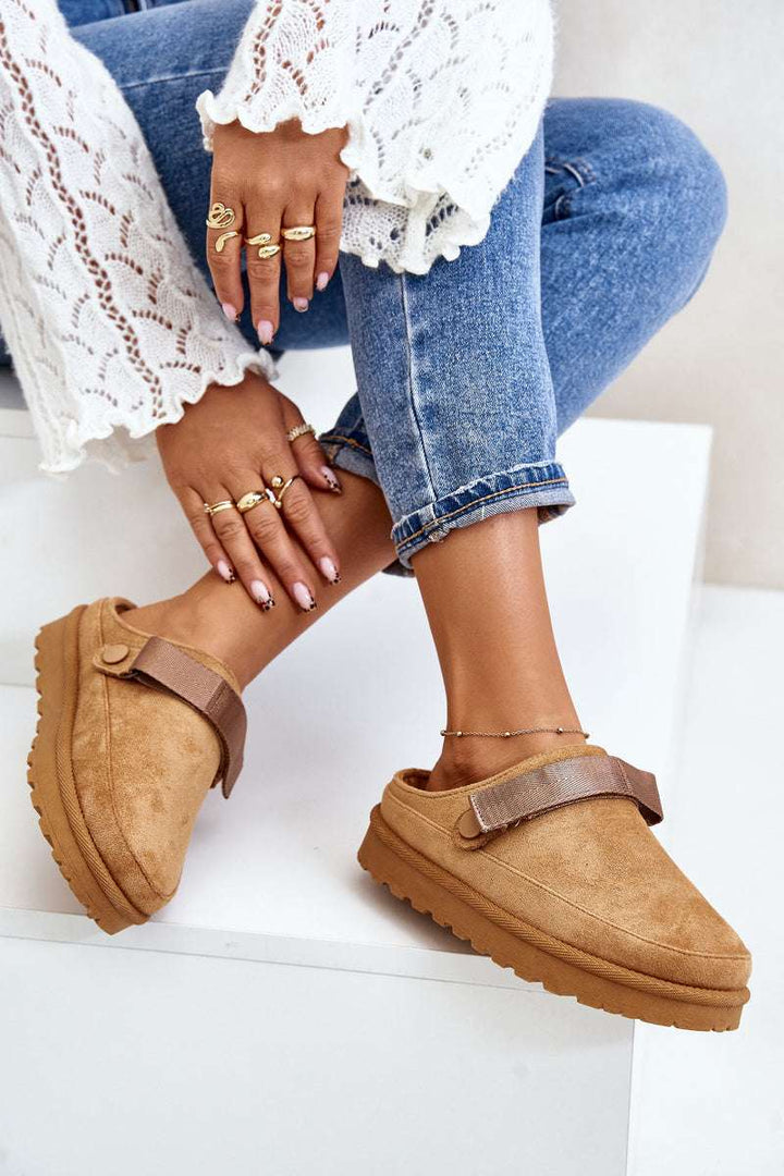 Slippers med rem - Camel