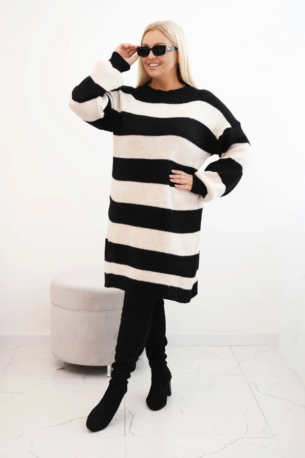 Plus size strik kjole - Sort