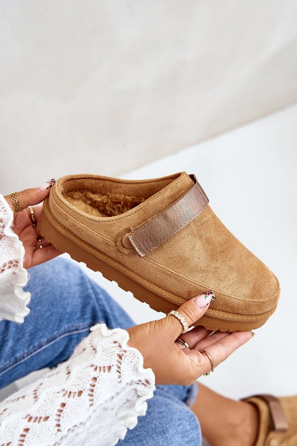 Slippers med rem - Camel