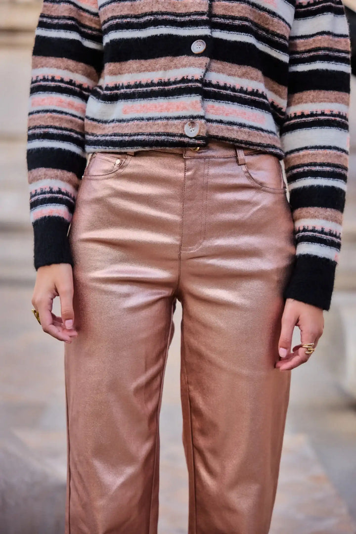 Metallic jeans - Old rose