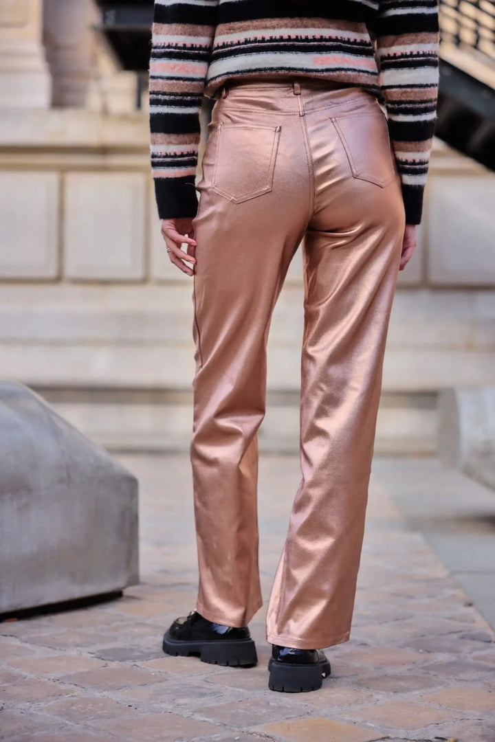 Metallic jeans - Old rose