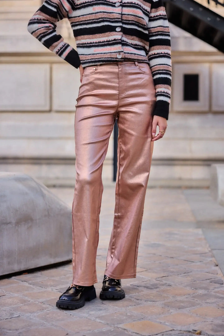 Metallic jeans - Old rose