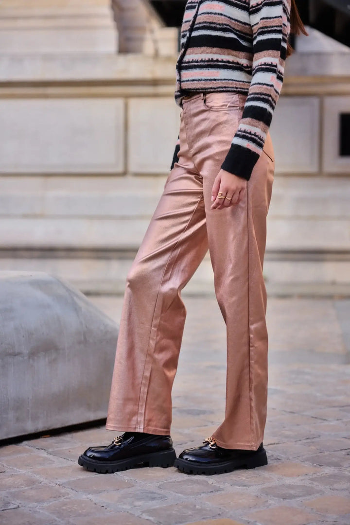 Metallic jeans - Old rose