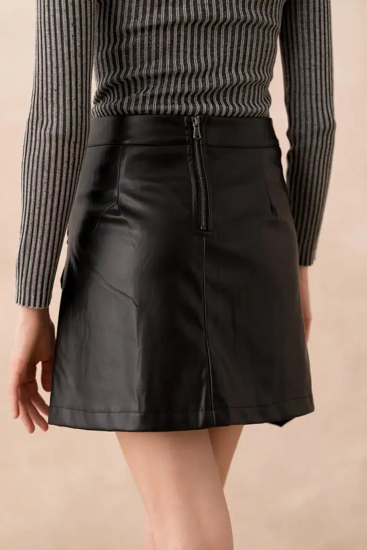 Faux læder nederdel