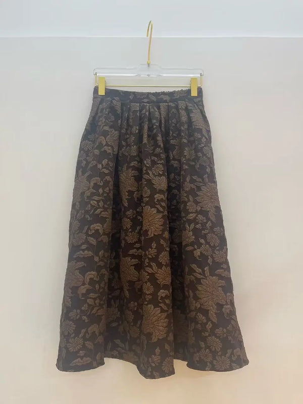 Midi nederdel - Chokolade