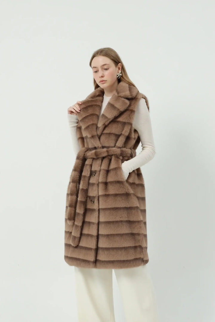 Faux fur vest - Camel