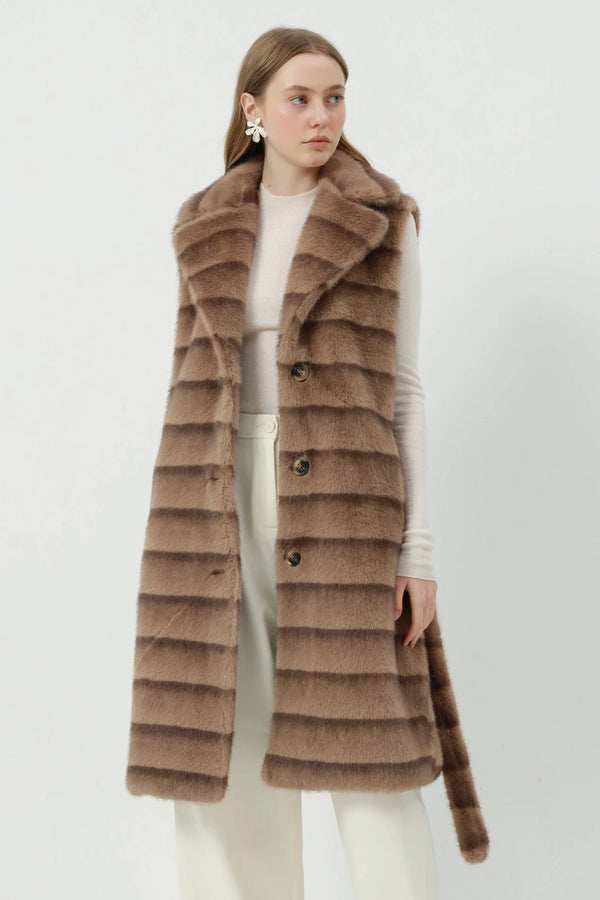 Faux fur vest - Camel