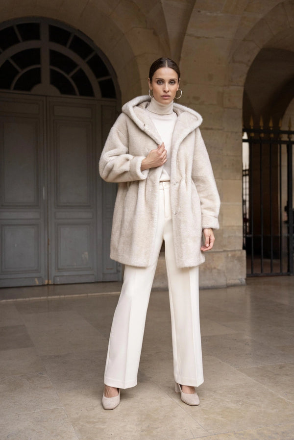 Faux fur frakke - Beige