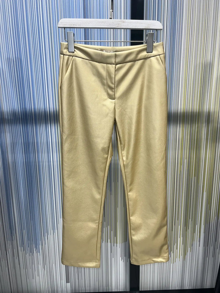 Faux læder bukser - Guld