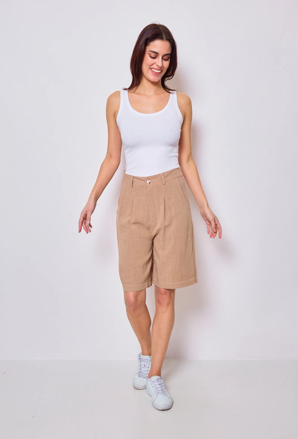 Hør shorts - Camel