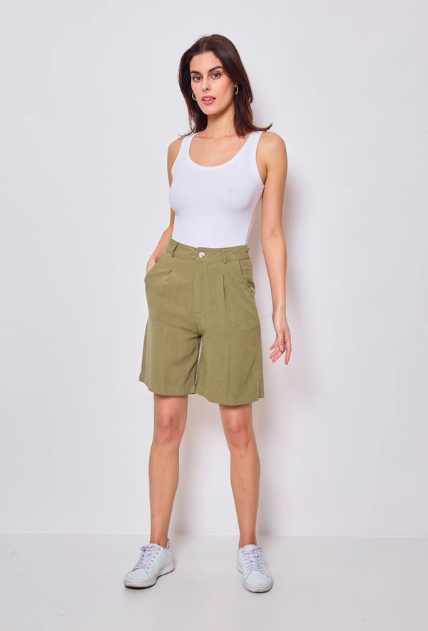 Hør shorts - Khaki