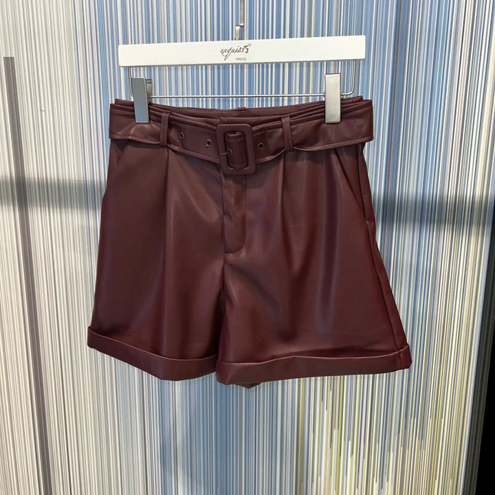 Imiteret læder shorts - Flere farver