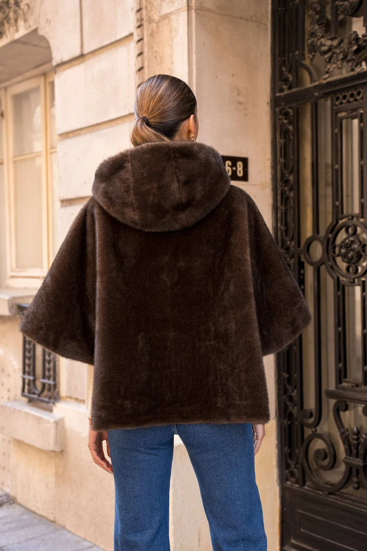 Faux fur kappe - Chokolade
