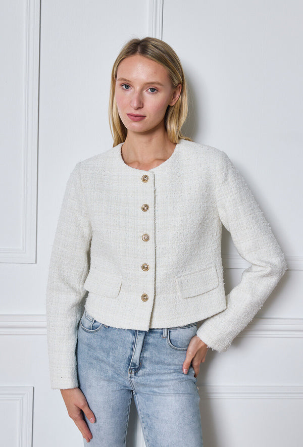 Tweed jakke - Hvid
